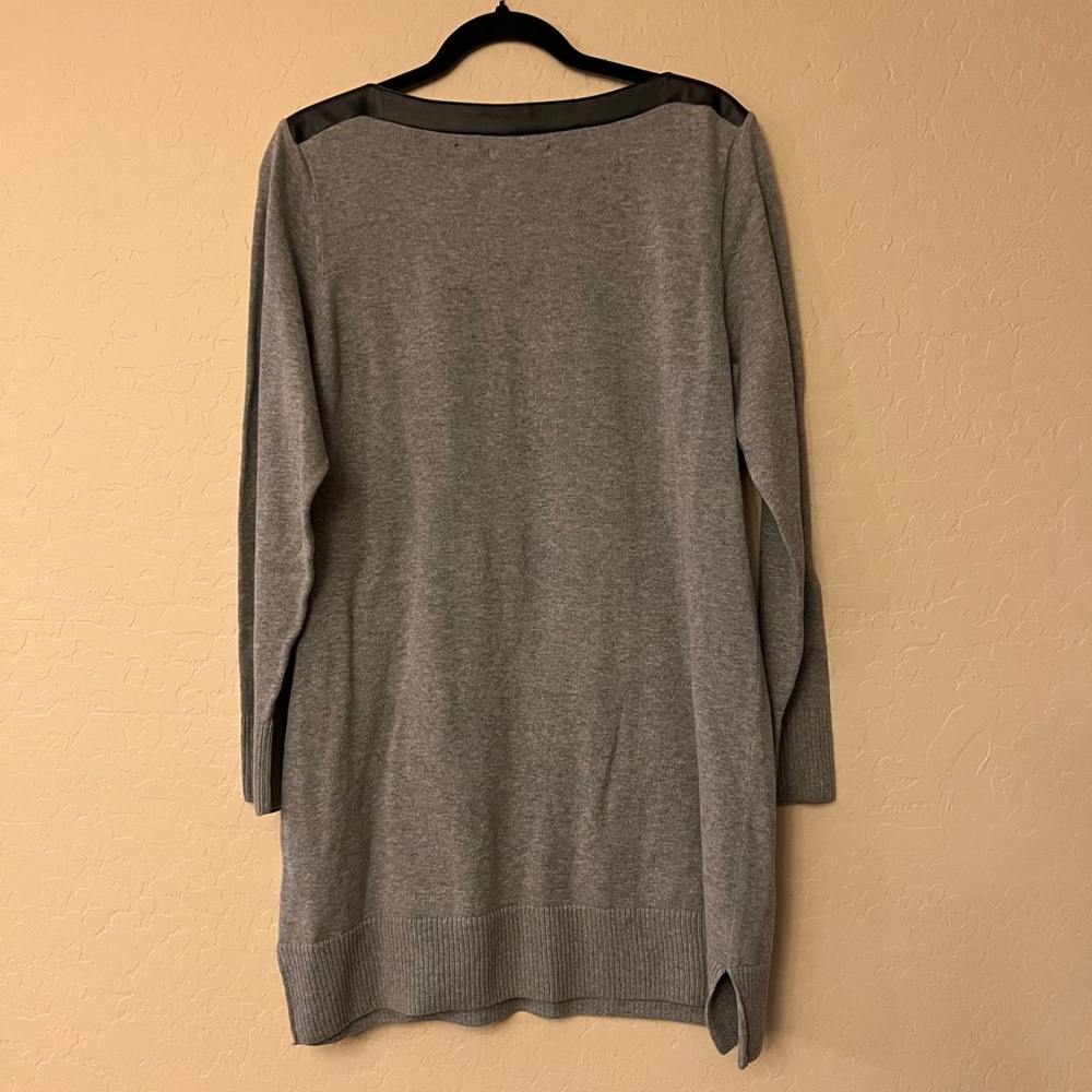 Jeanne Pierre Grey Knit Sweater Dress/Tunic w/Faux Leather Accents - Picture 11 of 12